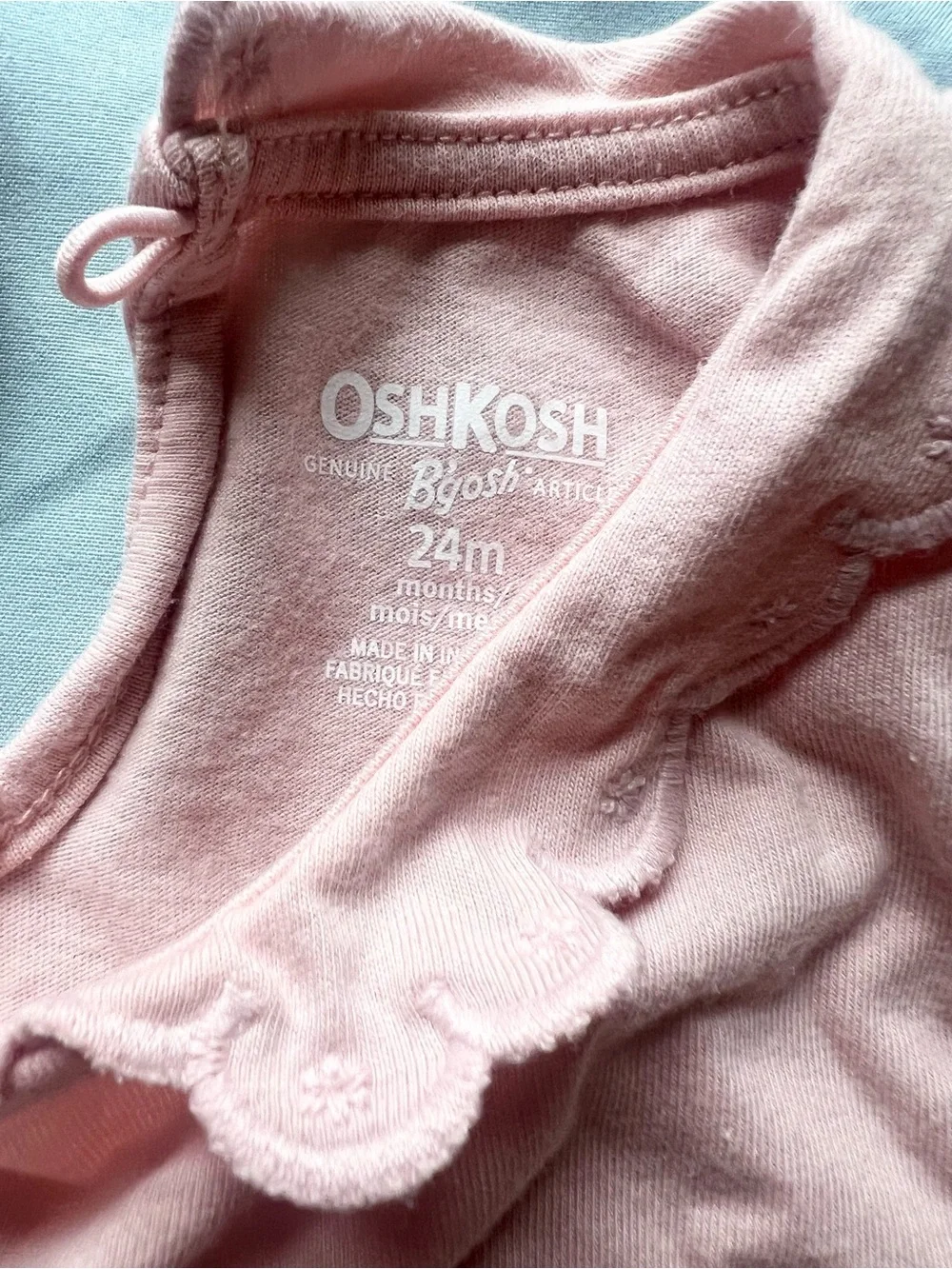 OshKosh B'Gosh Cream Cherry Print Overall Dress with Peter Pan collared shirt 24